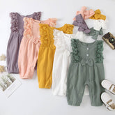 Baby Girl Two-piece Cotton And Linen Jumpsuit