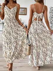 Women's Bohemian Style Suspender Stitching Dress Long Dress Maxi Vacation Beach Outfit