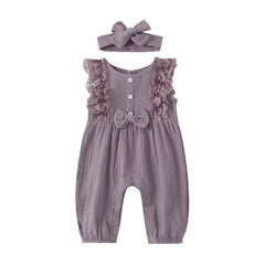 Baby Girl Two-piece Cotton And Linen Jumpsuit